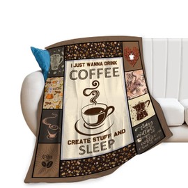 Coffee Blanket Gifts for Coffee Lovers Coffee Throw Blanket for Women Men Adults Coffee Theme Soft Warm Cozy Fleece Flannel Coffee Cup Beans Print Blanket for Couch Sofa Bed 40"X50"