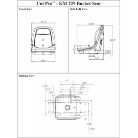 K&M Manufacturing Yamaha Rhino 450, 660, 700 Black Vinyl Bucket Seat - Similar to Milsco XB200