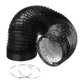 QUARKZMAN Dryer Exhaust Hose 0.8 Inch 8 Ft Aluminium Flexible Air Duct for Heating Cooling Ventilation and Exhaust Air with 2 Clamps Black