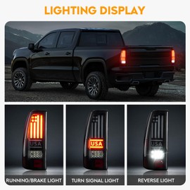 Bomusou LED Tail Light Fit for Chevy Silverado 1500 2500 HD 1999-2002, for GMC Sierra 1500 2500 HD Fleetside 1999-2003, Smoke Lens