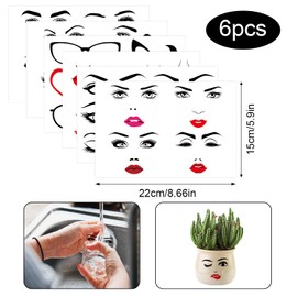 6 Sheets Face Stickers for Crafts, Funny Eyes Eyebrows Nose Mouth Lips Stickers Make A Face Decals for Party Flower Pot DIY Projects