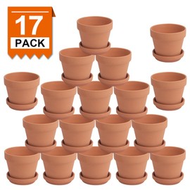 [17 Pack] 4" Planter Nursery Pots Terracotta Pot Clay Pots with Saucer Clay Ceramic Pottery Pots Cactus Pots Flower Pots Succulent Pots Garden Pots Plants Pots Outdoor