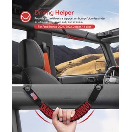 4 Pack for Ford Bronco Roll Bar Grab Handles, Paracord Grips for 2021 2022 2023 2024 Ford Bronco 2 Door / 4 Door, Red