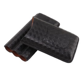 3 Sticks Portable Cigar Case Leather Cigar Humidors Travel Moisturizer Cigar Case Cigar Holder Cigar Accessories Kit Perfect Completed Gift Kit for Men Gifts (Black)