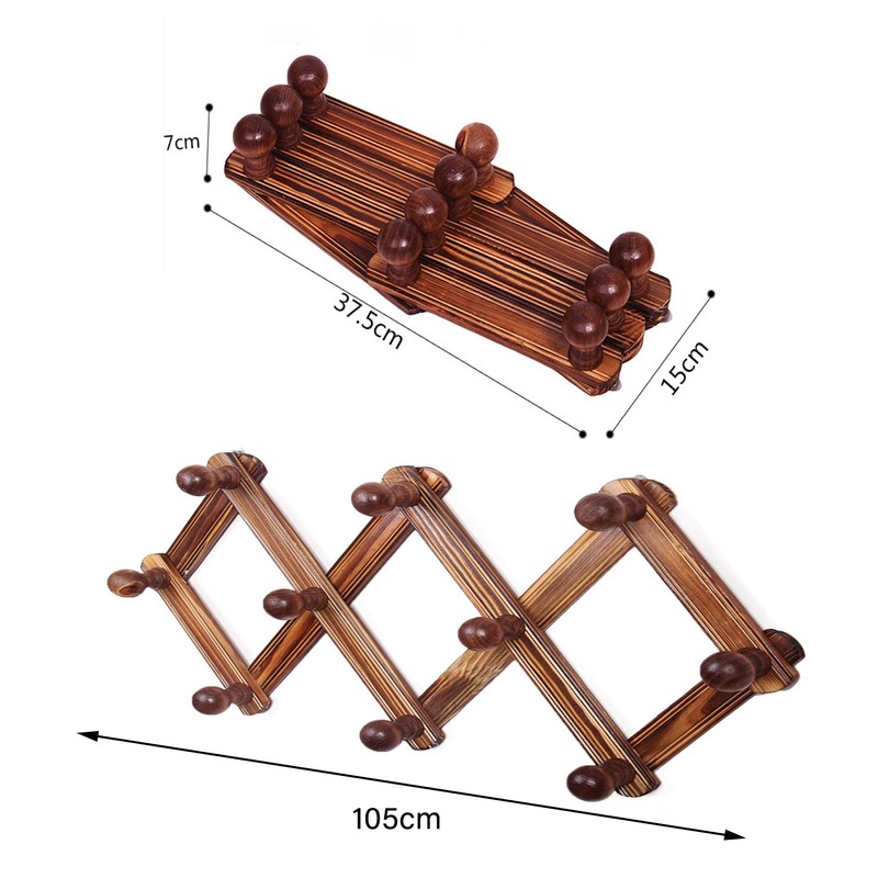 YUEMING Accordion Wall Hanger, 10 Hooks Coat Rack Holder, Expandable