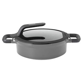 BergHOFF GEM Non-stick Cast Aluminum 2-Handle Sauté Pan 10" 3.5 qt. Stay-cool Handle Dripless-Pouring Glass Lid Ferno-Green, PFOA Free Coating Induction Cooktop Oven Safe