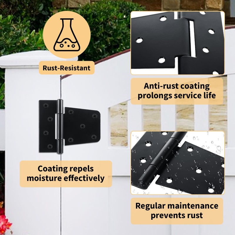 8 Pack Heavy Duty Gate Hinges 3.5 inch Extra Thick