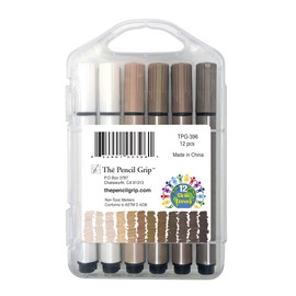 The Pencil Grip Magic Tri Stix, on-Toxic and Washable Markers 12 Global Skin Tone Markers, TPG-396