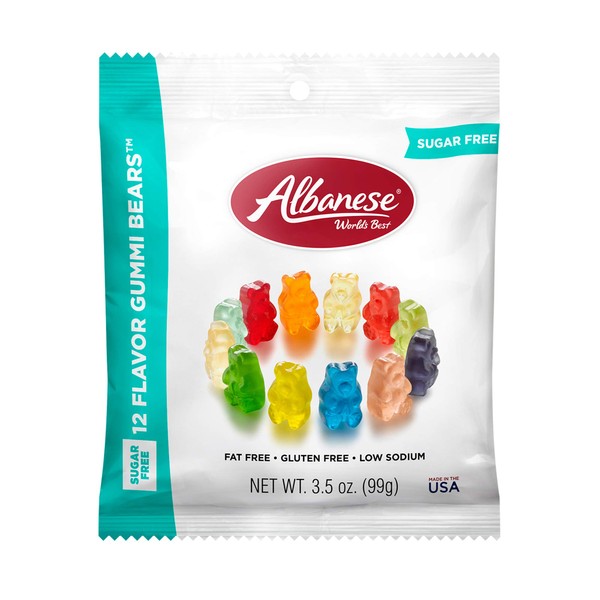 Albanese World's Best Sugar Free 12 Flavor Gummi Bears, 3.5 Ounce (Pack of 12)