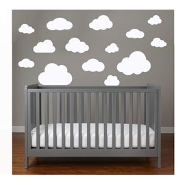 MacDecal.de Clouds Set of 16 Large Cloud Wall Stickers, Wall Stickers, Baby Sky (Cloud Set 16 Pieces, White)