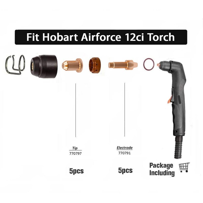 Upgraded Plasma Cutting Electrode 770791&Nozzle Tip 770795 for Hobart Airforce