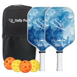 Safly Fun Pickleball Paddles, USAPA Approved Fiberglass Surface Lightweight Pickleball Set with Balls and Bag, Pickleball Paddles Set for Sports Enthusiasts