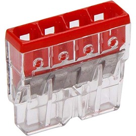Kopp 33346410 WAGO Compact Junction Terminal 4-Conductor Terminal 0.5 – 2.5 mm² Red Pack of 10, Clear/Orange