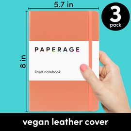 PAPERAGE Lined Journal Notebooks, 3 Pack, (Coral, White, Sky Blue), 160 Pages, Medium 5.7 inches x 8 inches - 100 GSM Thick Paper, Hardcover