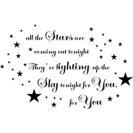 FSSS Ltd Wall art sticker vinyl quote take that lyrics stars are coming out tonight! 80x50CM