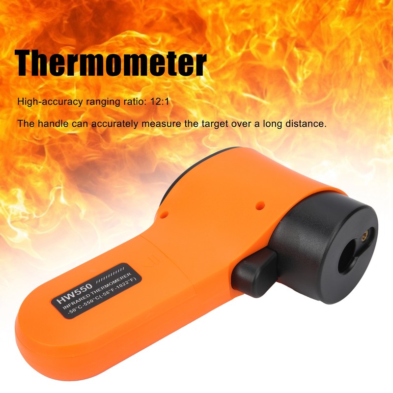 Temperature Measuring Gun NonContact Infrared Portable Handheld Thermometer HW550(Orange )