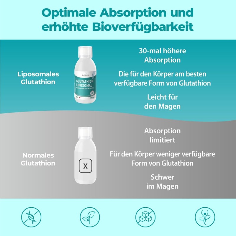 Bandini® Liposomal Glutathione 250 ml L-Glutathione Setria® Liposomal Tripeptide Glutamic