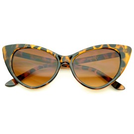 zeroUV - Women's Retro Oversized High Point Cat Eye Sunglasses 54mm (Orange-Tortoise/Amber)