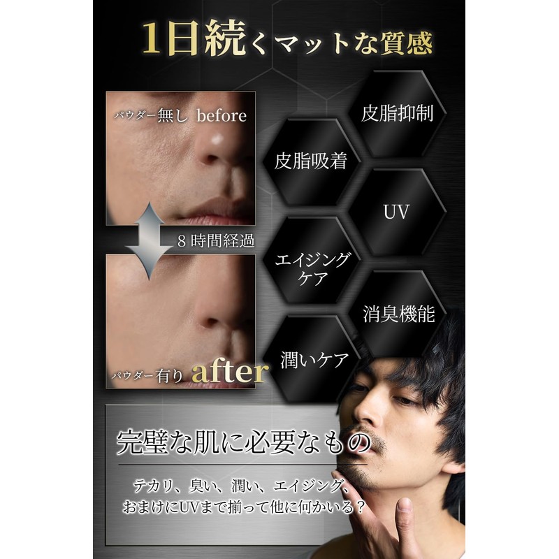 fuwbe Men's Oil Control Powder, Anti-Glare, Face Powder, Long Time,