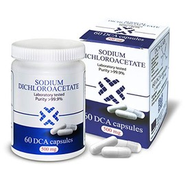 DCA - Sodium Dichloroacetate 500mg - Purity >99.9%, Made in Europe, by DCA-LAB, Certificate of Analysis Included, Tested in a Certified Laboratory, Buy Directly from Manufacturer, 60 Capsules
