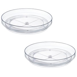2 Pack, 10 Inch Clear Non-Skid Lazy Susan Organizers - Turntable Rack for Kitchen Cabinet, Pantry Organization and Storage, Fridge, Bathroom Closet, Vanity Countertop Makeup Organizing, Spice Rack