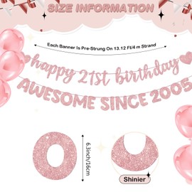 Pre Strung 21st Birthday Awesome Since 2005 Banner, Rose Gold