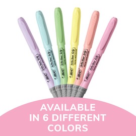 Bic Brite Liner Grip Pastel Highlighters, Assorted Ink Colors, Chisel Tip, 36 Assorted Pastel Highlighters