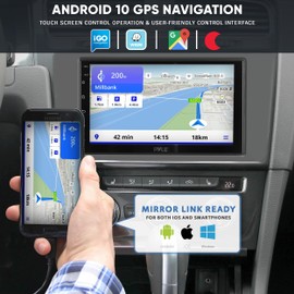 Pyle Double DIN Car Stereo Receiver - 7'' 1080P HD Touch Screen Bluetooth Car Radio Audio Receiver Multimedia Player - WiFi/GPS/AM/FM, Carplay, Android Auto, Front/Rear DVR Camera, Dual USB