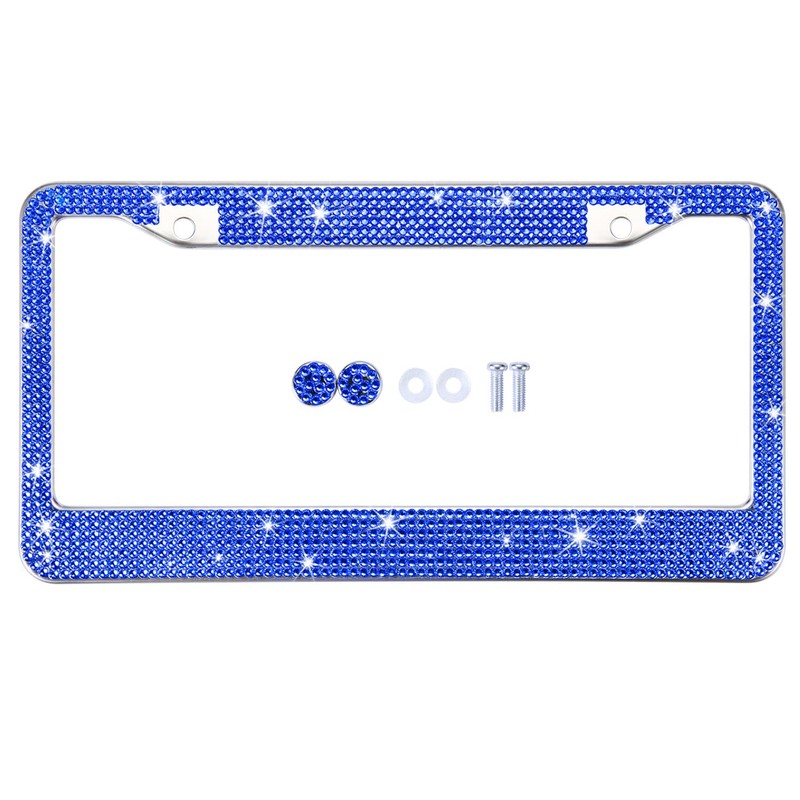 TZARROT Blue Bling License Plate Frame for Women, Diamond Rhinestone
