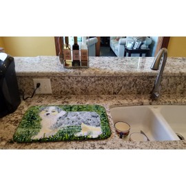 Caroline's Treasures SS8846DDM Australian Shepherd Dish Drying Mat Absorbent Dish Drying Mat Pad for Kitchen Counter Dish Drainer Mat for Countertop, 14 x 21", Multicolor