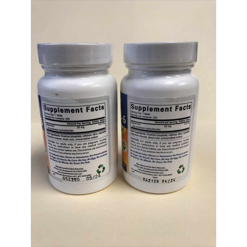 Best Naturals Vitamin B-6 25 mg - 2, 250 Tablet