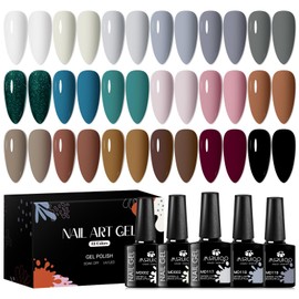MSRUIOO 20Pcs Gel Polish Set 18 Colors Grey Brown Gel Nail Polish Nail Polish for DIY Manicure Women Gifts