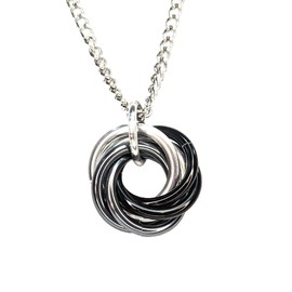 Mobii Necklaces (Multicolor) Pendant Combos, Fidget Infinity Loop Forever Spiral Jewelry (Stainless Steel 24in, Monochrome, Small)