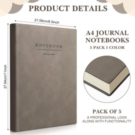 SATINIOR 5 Pack A4 Notebooks Large Journal 360 Pages Leather Softcover Hardcover Notebooks Thick Paper Lined Note Writing Notepad for Christmas Gifts Office School Business, 8.5'' x 11''(Mixed Color)