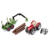 Siku 1134 Trattore Massey Ferguson con rimorchio forestale, gru di
