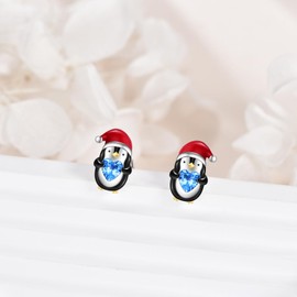 URONE Penguin Earrings 925 Sterling Silver Penguin Earrings Studs Animal Jewelry Gifts for Women