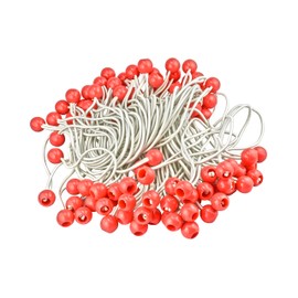 SE 8" White/Red Bungee Stretch Cords with Balls (100 Count) - BC8W-100