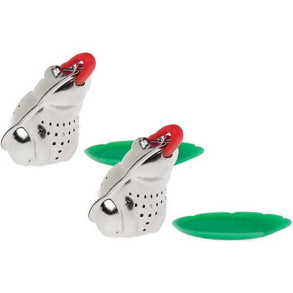 HIC Tea Infuser with Drip Tray, Frog and Lily Pad, Set of 2