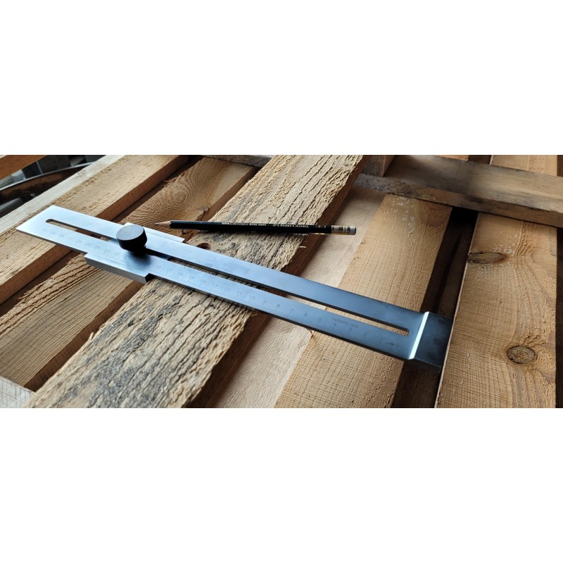 WRS Precision Marking Gauge, Matte Chrome-Plated, Lasered Scale, mm Graduation,