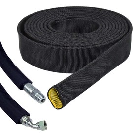 Electriduct 1.5" Hydraulic Hose Burst Protection Sleeving Nylon Hose Guard Protector Sleeve - 10 Feet - Black with Yellow Inner Liner