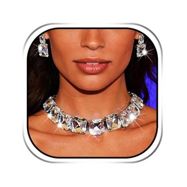 JAKAWIN Rhinestone Choker Necklace Set Chunky Diamond Jewelry Set Prom Crystal Chokers for Women