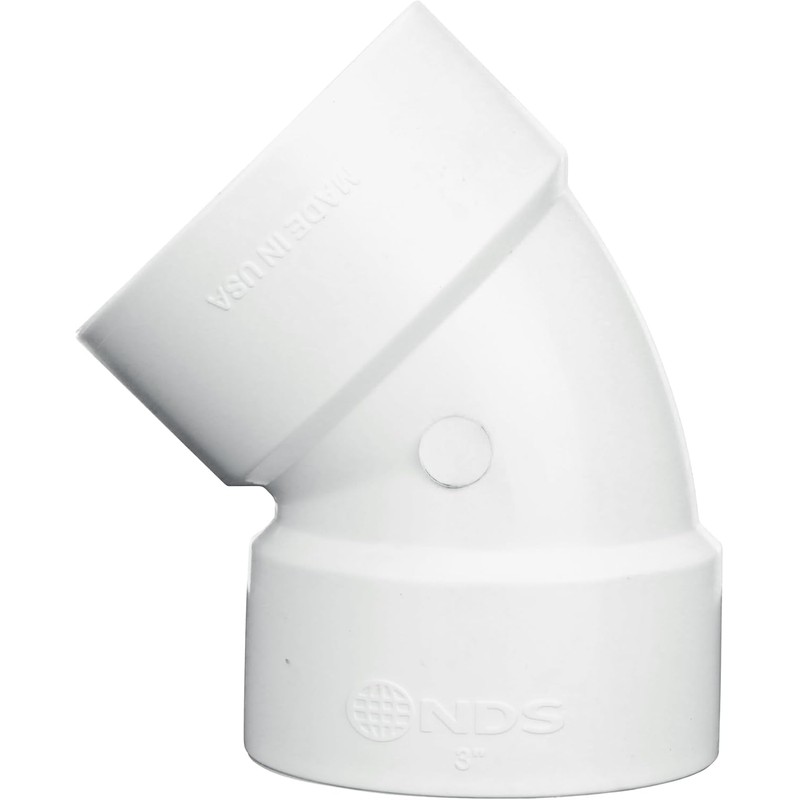 NDS 3P03 PVC 45-Degree Elbow, 3-Inch, for Hub X Hub