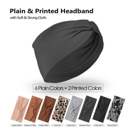 Bellisia Wide Headbands for Women's Hair Fashion Knotted Head Bands Adult Women Elastic Boho Hair Bands Ladies Turban Yoga Bandana Hair Accessories 8Pcs