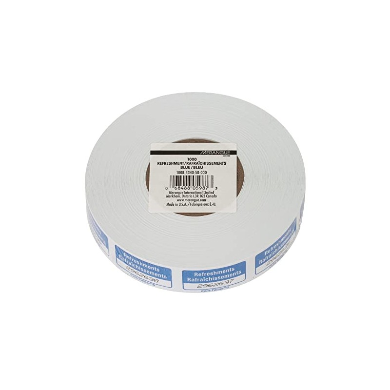 Merangue Refreshments Ticket Roll, 1000 Pack, Blue