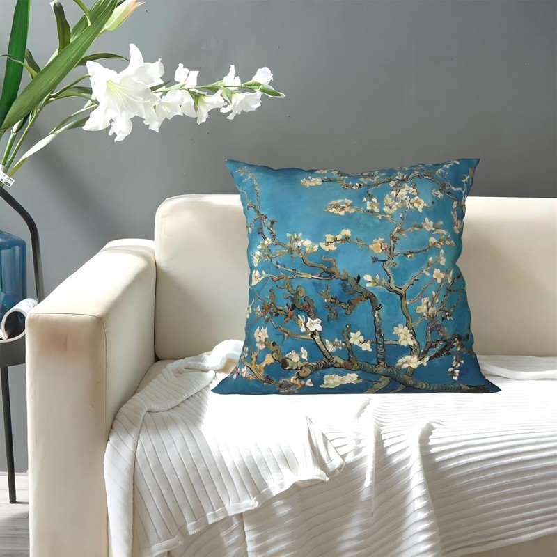 DJKKiTTQ Compatible with Pattern Decorative Cushion Cover (Almond Blossom), The