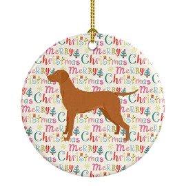 Caroline's Treasures WDK1984CO1 Vizsla Merry Christmas Ceramic Ornament, 3 in, Multicolor