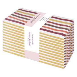 PurpleEssences Plain Striped Cloth Napkins - Set of 12-100% Cotton - 18 x 18 Inch - Fall Thanksgiving and Christmas - Perfect Everyday Use Dinner Napkin - Fall