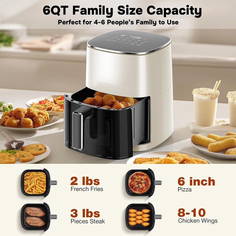Simple Deluxe Air Fryer 1700W 6.34Qt with Digital Display Timer