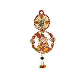 Auspicious Ganpati Shubh Labh Toran Bandanwar Door Hangings Wall Decor Ganesha design for New Year decor decorations Indian traditional Religious Showpiece for Home office Decor(Size:-14")
