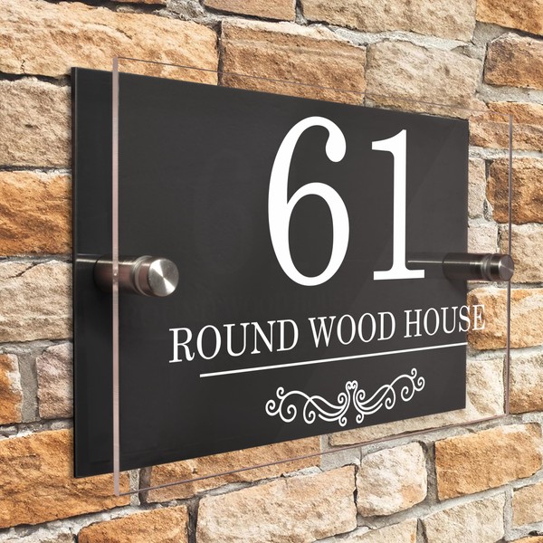 Badgemaster Layered Glass Effect Modern Anthracite Acrylic House Number Sign